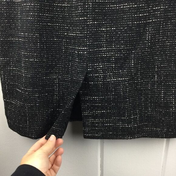 Ann Taylor Wool Tweed Black & Cream Midi Pencil Skirt - 12 - Picture 8 of 10